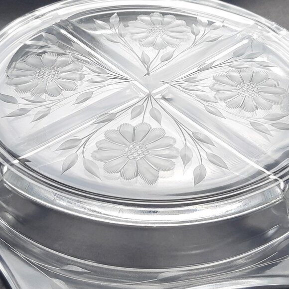 W.J. Hughes Early 1930s CORNFLOWER Glass Hexagon Bowl Divided Art Deco Rare - Picture 9 of 11